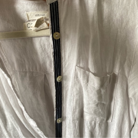 C&C California 100% Linen Off White Long Button Down Shirt Small - Picture 4 of 14